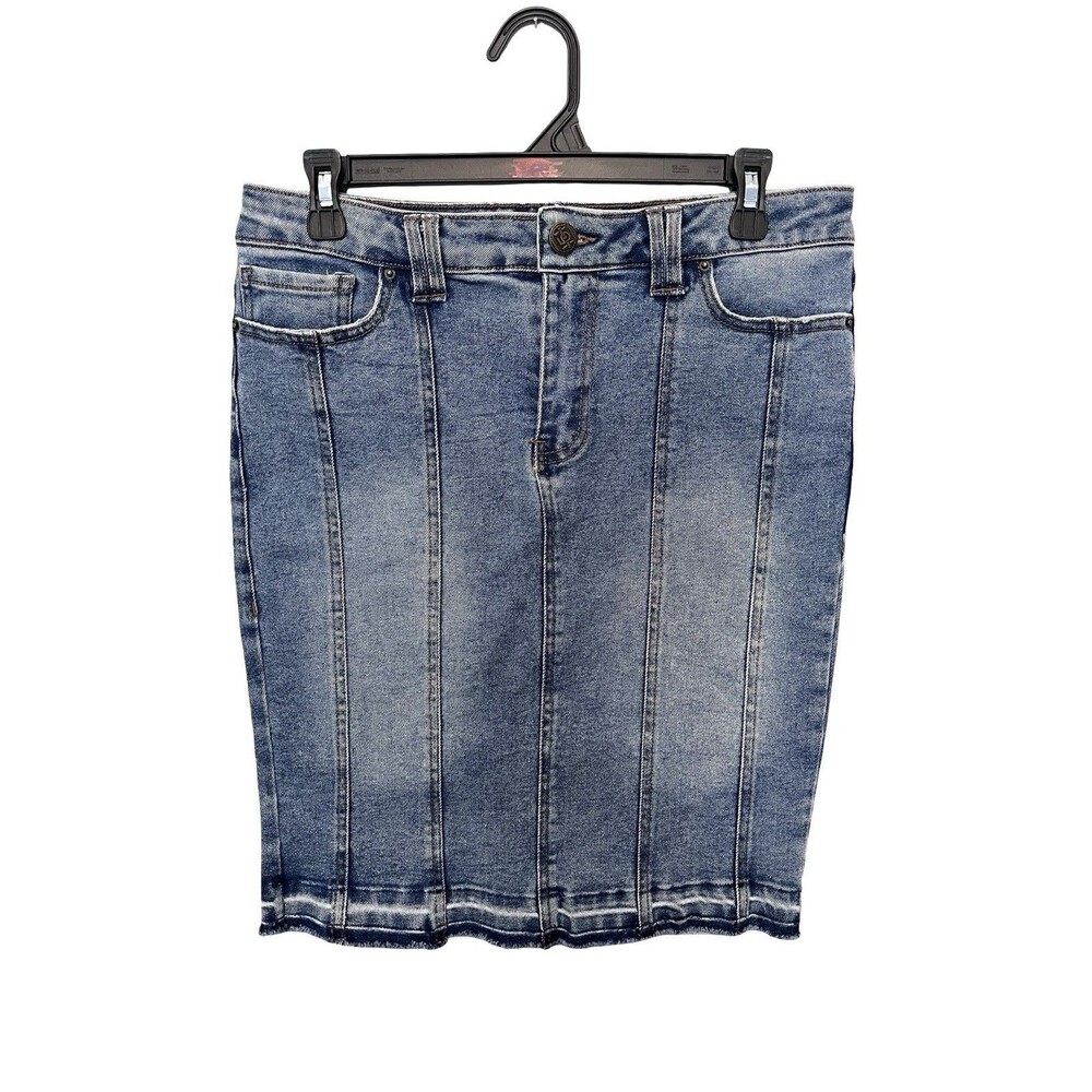 Denim Pencil Skirt in Light Blue